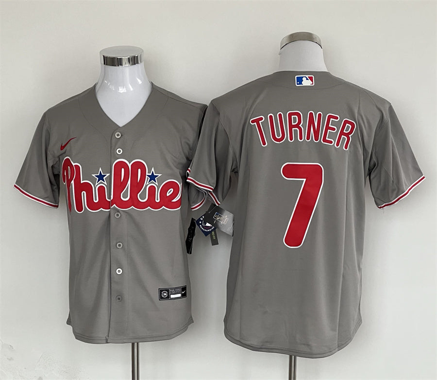 Men's Philadelphia Phillies Trea Turner Nike Gray Jers